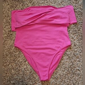 Zara Hot Pink Offshoulder Bodysuit